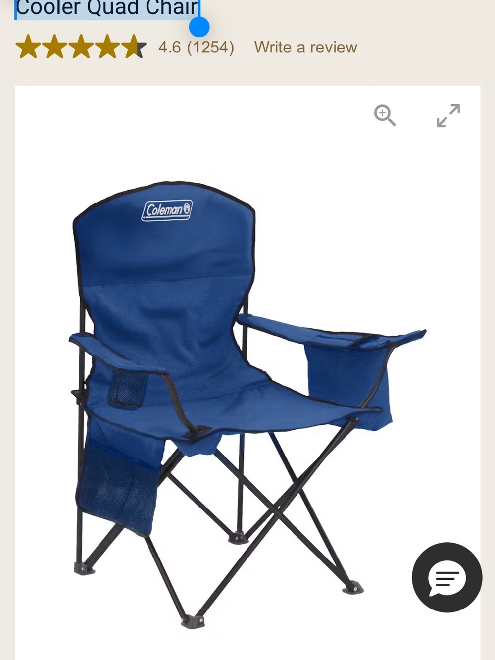 Coleman Blue Cooler Quad Chair